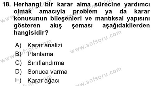 Sağlık Hizmetlerinde Araştırma Ve Değerlendirme Dersi 2023 - 2024 Yılı (Final) Dönem Sonu Sınavı 18. Soru