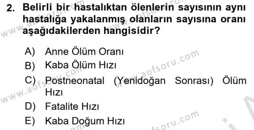 Sağlık Hizmetlerinde Araştırma Ve Değerlendirme Dersi 2023 - 2024 Yılı (Final) Dönem Sonu Sınavı 2. Soru