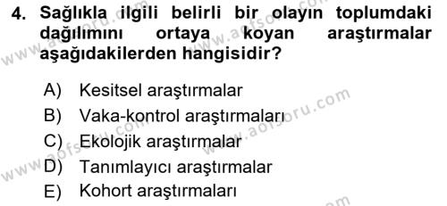 Sağlık Hizmetlerinde Araştırma Ve Değerlendirme Dersi 2023 - 2024 Yılı (Final) Dönem Sonu Sınavı 4. Soru