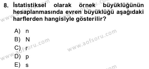 Sağlık Hizmetlerinde Araştırma Ve Değerlendirme Dersi 2023 - 2024 Yılı (Final) Dönem Sonu Sınavı 8. Soru