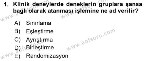 Sağlık Hizmetlerinde Araştırma Ve Değerlendirme Dersi 2023 - 2024 Yılı Yaz Okulu Sınavı 1. Soru