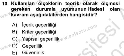 Sağlık Hizmetlerinde Araştırma Ve Değerlendirme Dersi 2023 - 2024 Yılı Yaz Okulu Sınavı 10. Soru