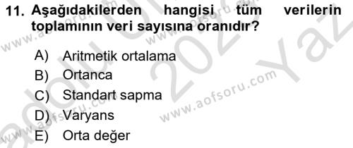 Sağlık Hizmetlerinde Araştırma Ve Değerlendirme Dersi 2023 - 2024 Yılı Yaz Okulu Sınavı 11. Soru