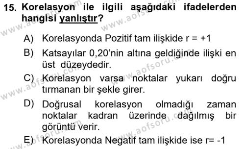 Sağlık Hizmetlerinde Araştırma Ve Değerlendirme Dersi 2023 - 2024 Yılı Yaz Okulu Sınavı 15. Soru