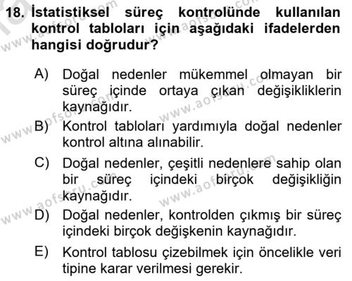 Sağlık Hizmetlerinde Araştırma Ve Değerlendirme Dersi 2023 - 2024 Yılı Yaz Okulu Sınavı 18. Soru