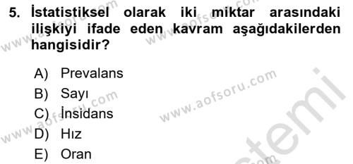 Sağlık Hizmetlerinde Araştırma Ve Değerlendirme Dersi 2023 - 2024 Yılı Yaz Okulu Sınavı 5. Soru