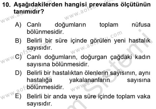 Sağlık Hizmetlerinde Araştırma Ve Değerlendirme Dersi 2024 - 2025 Yılı (Vize) Ara Sınavı 10. Soru