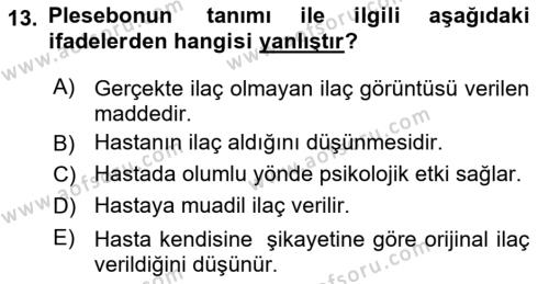 Sağlık Hizmetlerinde Araştırma Ve Değerlendirme Dersi 2024 - 2025 Yılı (Vize) Ara Sınavı 13. Soru