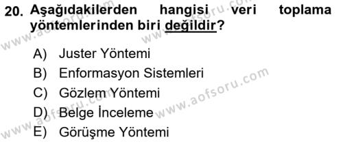 Sağlık Hizmetlerinde Araştırma Ve Değerlendirme Dersi 2024 - 2025 Yılı (Vize) Ara Sınavı 20. Soru