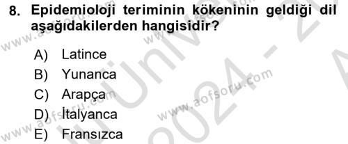 Sağlık Hizmetlerinde Araştırma Ve Değerlendirme Dersi 2024 - 2025 Yılı (Vize) Ara Sınavı 8. Soru