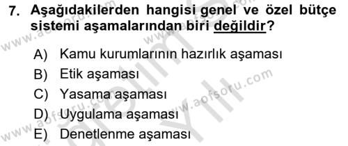 Sağlık İşletmelerinde Finansal Yönetim Dersi 2021 - 2022 Yılı Yaz Okulu Sınavı 7. Soru