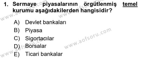 Sağlık İşletmelerinde Finansal Yönetim Dersi 2023 - 2024 Yılı (Vize) Ara Sınavı 1. Soru