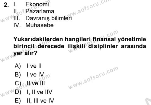 Sağlık İşletmelerinde Finansal Yönetim Dersi 2023 - 2024 Yılı (Vize) Ara Sınavı 2. Soru