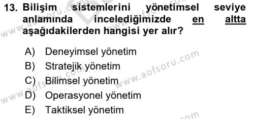 Sağlık İşletmelerinde Kalite Yönetim Dersi 2021 - 2022 Yılı (Final) Dönem Sonu Sınavı 13. Soru