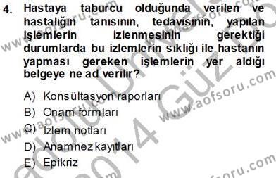 Tıbbi Belgeleme Dersi 2013 - 2014 Yılı (Vize) Ara Sınavı 4. Soru