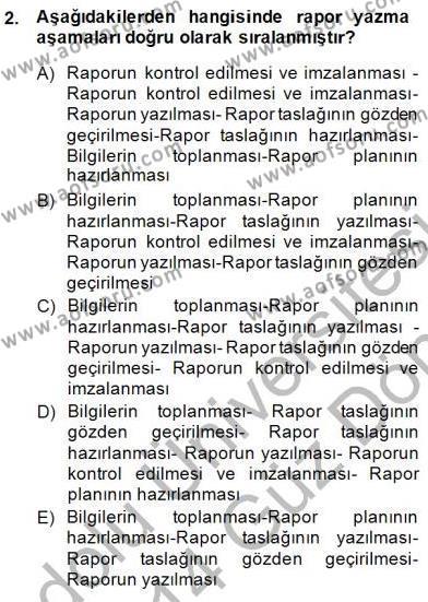 Tıbbi Belgeleme Dersi 2013 - 2014 Yılı (Final) Dönem Sonu Sınavı 2. Soru