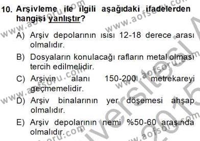 Tıbbi Belgeleme Dersi 2014 - 2015 Yılı (Final) Dönem Sonu Sınavı 10. Soru
