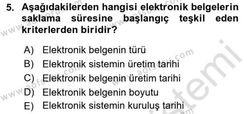 Tıbbi Belgeleme Dersi 2019 - 2020 Yılı (Vize) Ara Sınavı 5. Soru