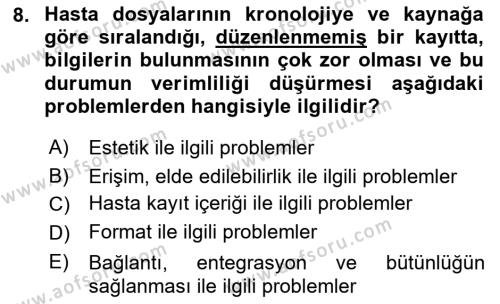 Tıbbi Belgeleme Dersi 2019 - 2020 Yılı (Vize) Ara Sınavı 8. Soru