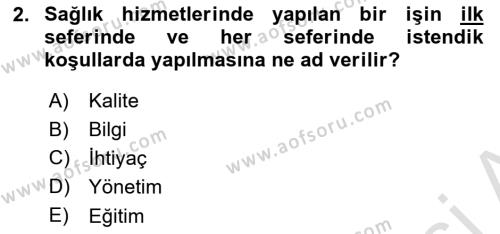 Tıbbi Belgeleme Dersi 2021 - 2022 Yılı Yaz Okulu Sınavı 2. Soru