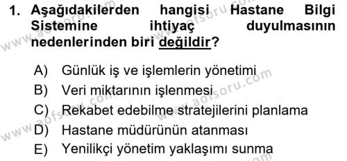 Tıbbi Belgeleme Dersi 2022 - 2023 Yılı Yaz Okulu Sınavı 1. Soru