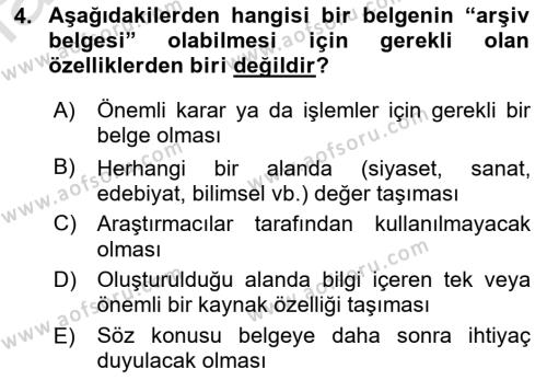 Tıbbi Belgeleme Dersi 2023 - 2024 Yılı (Vize) Ara Sınavı 4. Soru