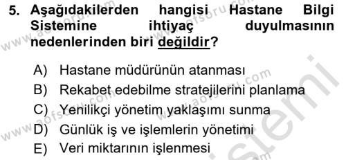 Tıbbi Belgeleme Dersi 2023 - 2024 Yılı (Vize) Ara Sınavı 5. Soru