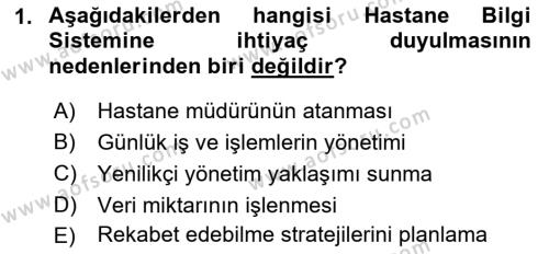 Tıbbi Belgeleme Dersi 2023 - 2024 Yılı (Final) Dönem Sonu Sınavı 1. Soru