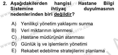 Tıbbi Belgeleme Dersi 2023 - 2024 Yılı Yaz Okulu Sınavı 2. Soru