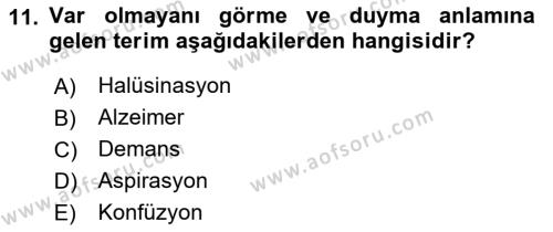 Tıp Terimleri Dersi 2021 - 2022 Yılı (Final) Dönem Sonu Sınavı 11. Soru