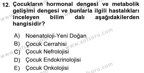 Tıp Terimleri Dersi 2021 - 2022 Yılı (Final) Dönem Sonu Sınavı 12. Soru