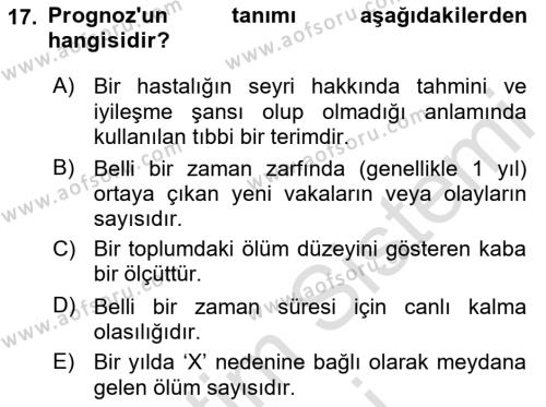 Tıp Terimleri Dersi 2021 - 2022 Yılı (Final) Dönem Sonu Sınavı 17. Soru