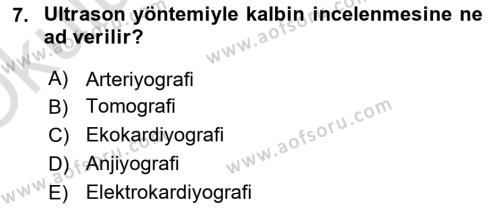 Tıp Terimleri Dersi 2022 - 2023 Yılı Yaz Okulu Sınavı 7. Soru