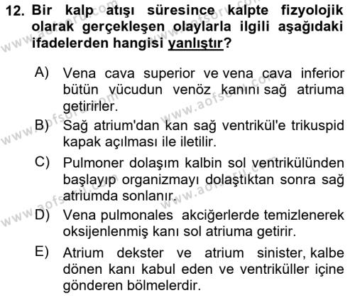 Tıp Terimleri Dersi 2023 - 2024 Yılı (Vize) Ara Sınavı 12. Soru