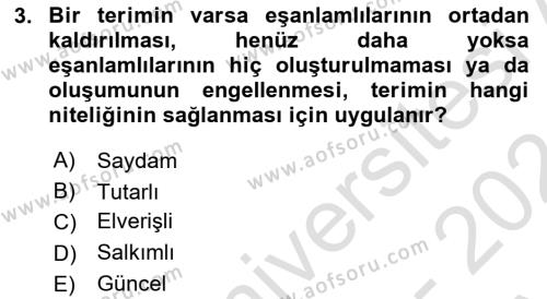 Tıp Terimleri Dersi 2023 - 2024 Yılı (Vize) Ara Sınavı 3. Soru