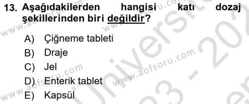 Tıp Terimleri Dersi 2023 - 2024 Yılı (Final) Dönem Sonu Sınavı 13. Soru