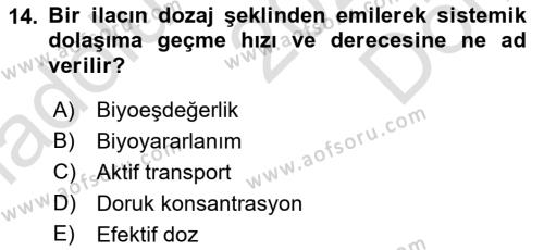 Tıp Terimleri Dersi 2023 - 2024 Yılı (Final) Dönem Sonu Sınavı 14. Soru