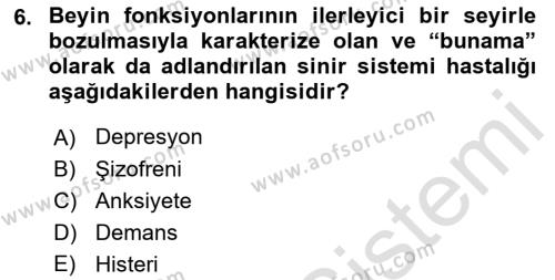 Tıp Terimleri Dersi 2023 - 2024 Yılı (Final) Dönem Sonu Sınavı 6. Soru