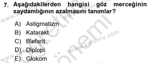 Tıp Terimleri Dersi 2023 - 2024 Yılı (Final) Dönem Sonu Sınavı 7. Soru