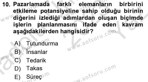 Sağlık Kurumları Yönetimi 1 Dersi 2023 - 2024 Yılı Yaz Okulu Sınavı 10. Soru