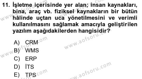 Sağlık Kurumları Yönetimi 1 Dersi 2023 - 2024 Yılı Yaz Okulu Sınavı 11. Soru