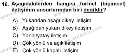 Sağlık Kurumları Yönetimi 1 Dersi 2023 - 2024 Yılı Yaz Okulu Sınavı 16. Soru