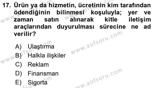 Sağlık Kurumları Yönetimi 1 Dersi 2024 - 2025 Yılı (Vize) Ara Sınavı 17. Soru