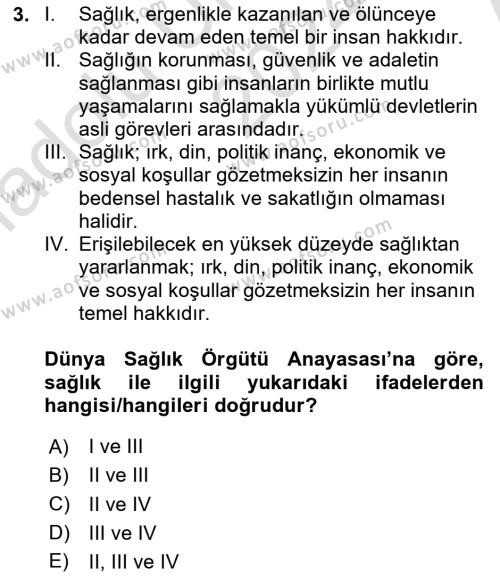 Sağlık Kurumları Yönetimi 1 Dersi 2024 - 2025 Yılı (Vize) Ara Sınavı 3. Soru