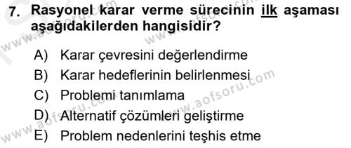 Sağlık Kurumları Yönetimi 2 Dersi 2018 - 2019 Yılı (Final) Dönem Sonu Sınavı 7. Soru