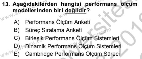 Sağlık Kurumları Yönetimi 2 Dersi 2018 - 2019 Yılı Yaz Okulu Sınavı 13. Soru