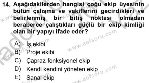 Sağlık Kurumları Yönetimi 2 Dersi 2018 - 2019 Yılı Yaz Okulu Sınavı 14. Soru