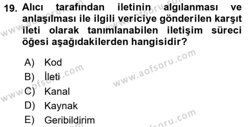 Sağlık Kurumları Yönetimi 2 Dersi 2020 - 2021 Yılı Yaz Okulu Sınavı 19. Soru