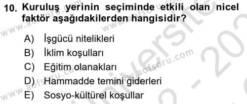 Sağlık Kurumları Yönetimi 2 Dersi 2022 - 2023 Yılı Yaz Okulu Sınavı 10. Soru