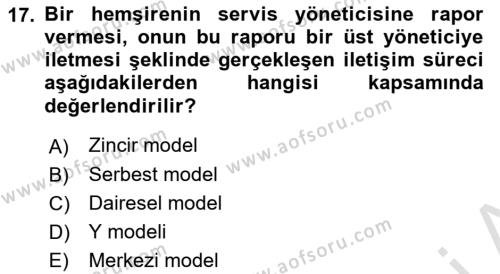 Sağlık Kurumları Yönetimi 2 Dersi 2022 - 2023 Yılı Yaz Okulu Sınavı 17. Soru